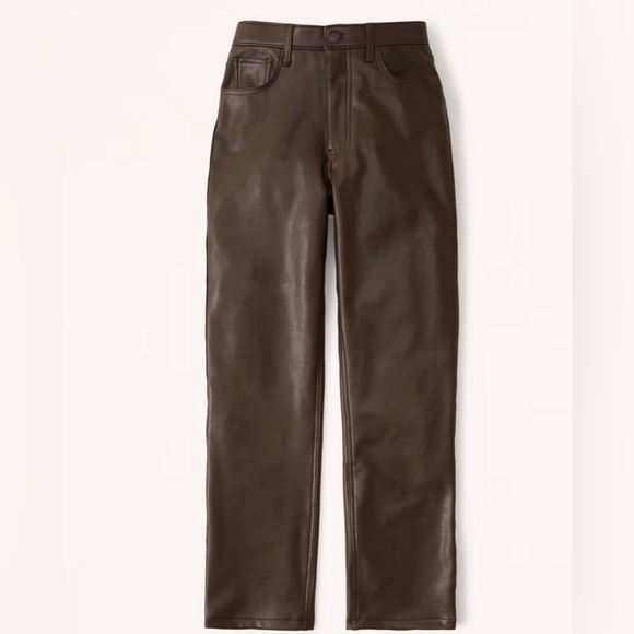 Abercrombie Vegan Leather 90s Straight Pant - size 8 / 29 - dark brown - Picture 6 of 9